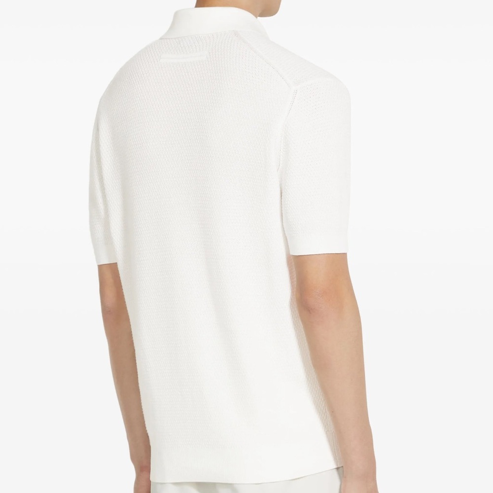 Zegna V-Neck Cotton Polo Shirt - Picture 3 of 9